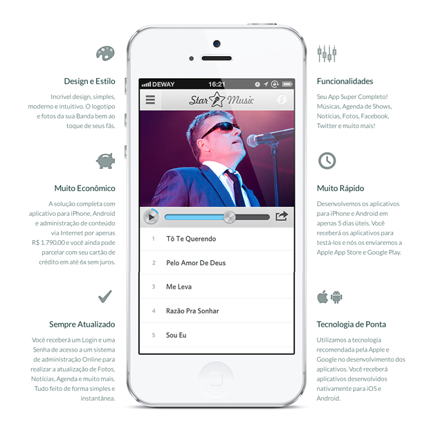 destaque aplicativo star music app para cantores e bandas de musica detalhes do site